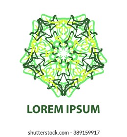 Logo mandala hand drawn abstract circle ornament vector illustration. Ethnic, Islam, Arabic, Indian, ottoman.