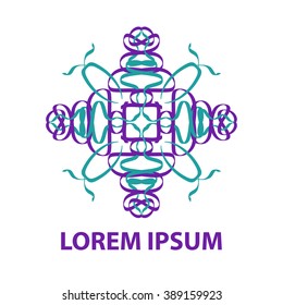Logo mandala hand drawn abstract circle ornament vector illustration. Ethnic, Islam, Arabic, Indian, ottoman.