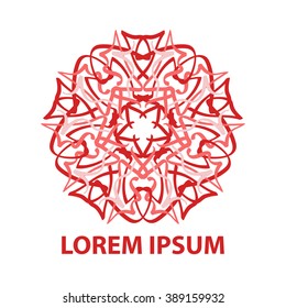 Logo mandala hand drawn abstract circle ornament vector illustration. Ethnic, Islam, Arabic, Indian, ottoman.