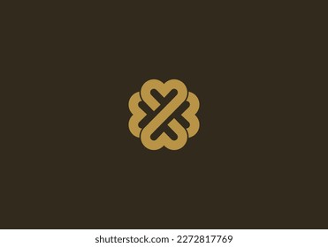 Logo Mandala Love minimalist design, endless loop and infinity concept.