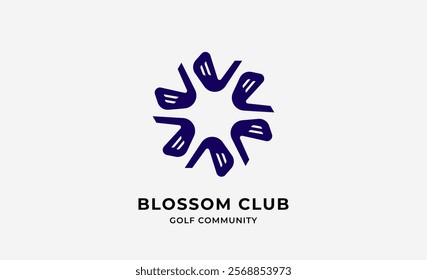 Logo mandala pettern with golf stick. Sport, competition and club design.