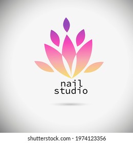 Logo manicure studio. Lotus flower. Vector illustration