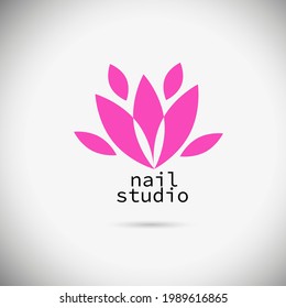 Logo manicure studio. Lotus flower. Vector illustration