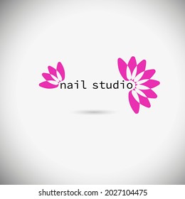 Logo Manicure Studio. Lotus Flower. Vector Illustration