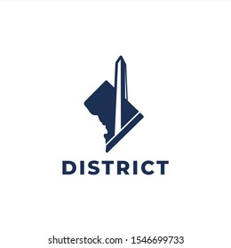 Logo map of the Washington D.C district with Washington Monuments