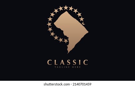 Mapa del logotipo de la plantilla del logotipo del vector del monograma abstracto del distrito de Washington D.C