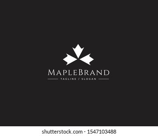 Logo maple leaf white in black background for company and all