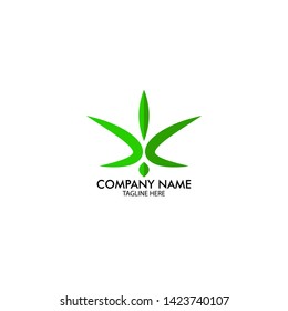 Logo Of Marijuana Cannabis Simple Flat Design Green Color