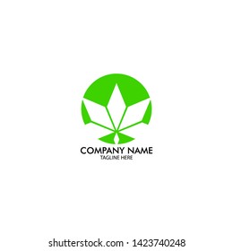 Logo Of Marijuana Cannabis Simple Flat Design Green Color