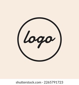 Logo mark concept outline icon inside a circle with handy font.