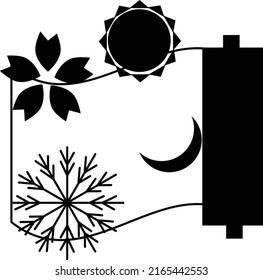 Logo mark of a haiku and the linked poem of the Japanese literature
