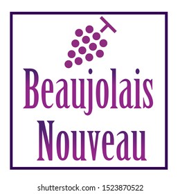 Logo mark to image Beaujolais Nouveau. Grapes illustration, mark.