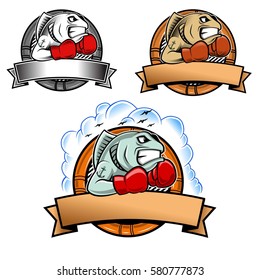 logo and mascot of boxing fish