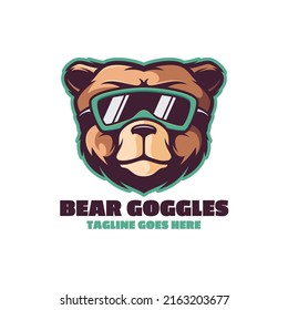 Logo Mascot Cartoon Bear Goggles