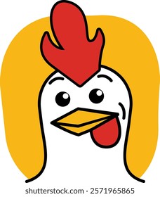 Logo Mascot Chicken Design. Happy Funny and Cute. Suitable for Food and Farm Brand. Chicken with Big Eyes.