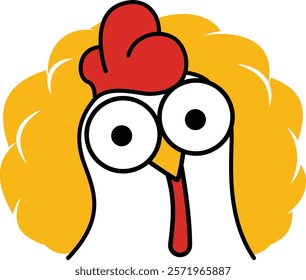 Logo Mascot Chicken Design. Happy Funny and Cute. Suitable for Food and Farm Brand. Chicken with Big Eyes.