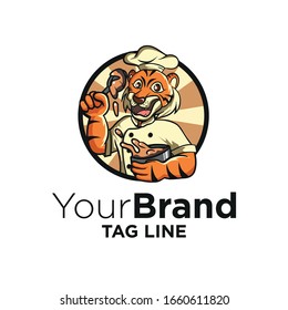 Logo Mascot cute tiger coocking