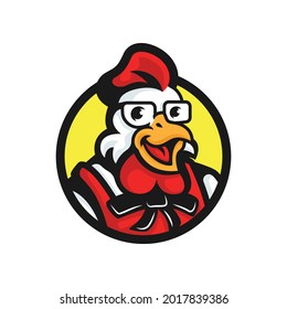 logo mascot fried chicken food vector