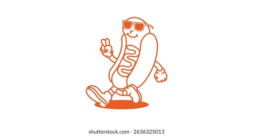 logo mascot hot dog illustration vector icon