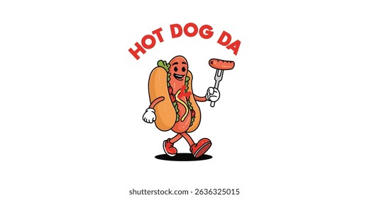 logo mascot hot dog illustration vector icon