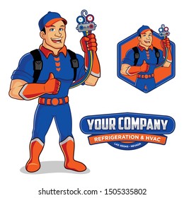 Logo Mascot For Refrigeration & HVAC Company