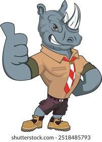 Logo mascot rhino design graphic