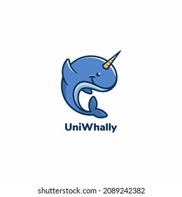 logo mascot whale unicorn horn