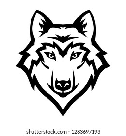 logo mascot wolf head line art