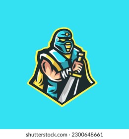 logo mascot,a masked ninja carrying a sword.vector illustration for team