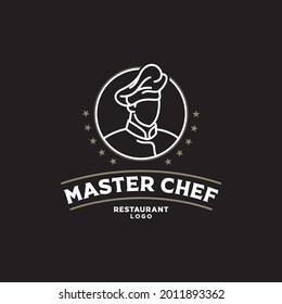 Logo Master Chef Team para Restaurant Cafe Bar Classic Badge Emblem Vintage Diseño del logotipo