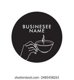 Logo of mature woman's hand holding coffee cup