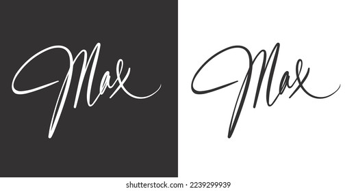 Logo Max name lettering calligraphy modern typography and print