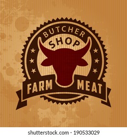 logo meat cow ribbon isolated vector label food retro styled vector mark of butcher shop logo meat cow ribbon isolated vector label food bovine butcher animal classic product ranch cutlery swine natur