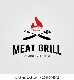 Logo Meat Grill Template Design