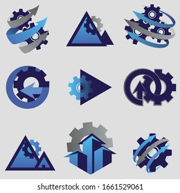 mecanismo del logotipo flechas azules triángulos