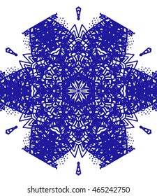 Logo Medallion. Ethnic lace doily ornament. Hand drawn indigo mandala. Orient traditional background. Henna mehndi design element. Lace circular ornament. Indian, islamic, asian, ottoman arabic motif