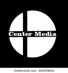 logo with media text center as icon for business