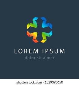 Logo medical colored cross vector design template. Clinic, pharmacy logotype concept icon