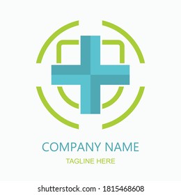 logo for medical companies with cross and truncated line circle style