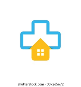 Logo. Medical. Cross. Icon. Vector. House.