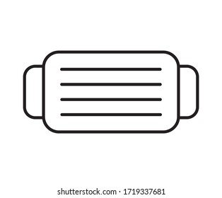 Logo medical face mask or Surgical protective icon. 2019-nCoV coronavirus virus bacteria cell vector illustration isolated on white. Monoline doodle art.