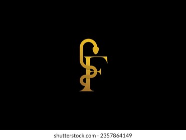 Logo Medical Snake and Letter F Gold, elegant modern and minimalist, editable color