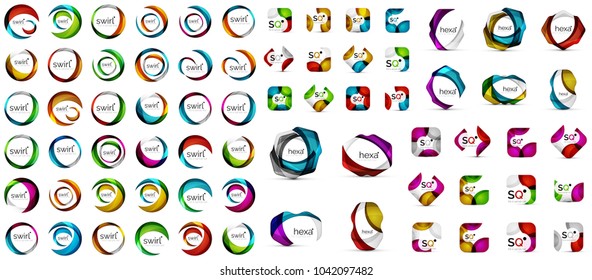 Mega colección de logotipos, conjunto de iconos geométricos abstractos de negocios. Ilustración del vector
