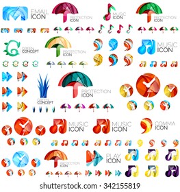 Logo mega collection, abstract geometric business icon set. Vector