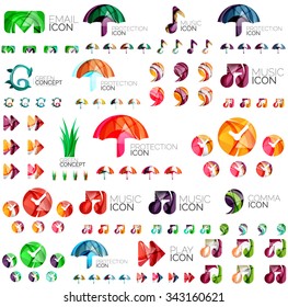 Logo mega collection, abstract geometric business icon set. Vector