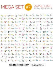 Logo mega collection, abstract geometric business icon set - wave lines