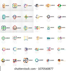Logo Mega Collection, abstract symmetric geometric business icon set. Vector illustration