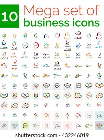 Logo mega collection - huge set of logotypes and branding emblems, business company identity icons. 100 vector corporate templates