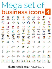 Logo mega collection - huge set of logotypes and branding emblems, business company identity icons. 100 vector corporate templates