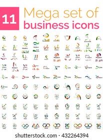 Logo mega collection - huge set of logotypes and branding emblems, business company identity icons. 100 vector corporate templates